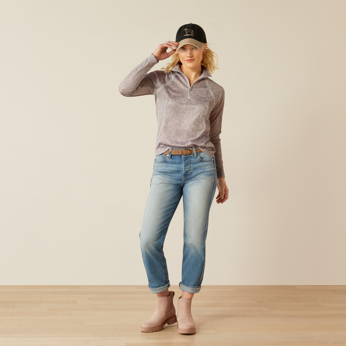 Ariat Women's Sunstopper 3.0 1/4 Zip Baselayer #colour_silver-sconce-fern