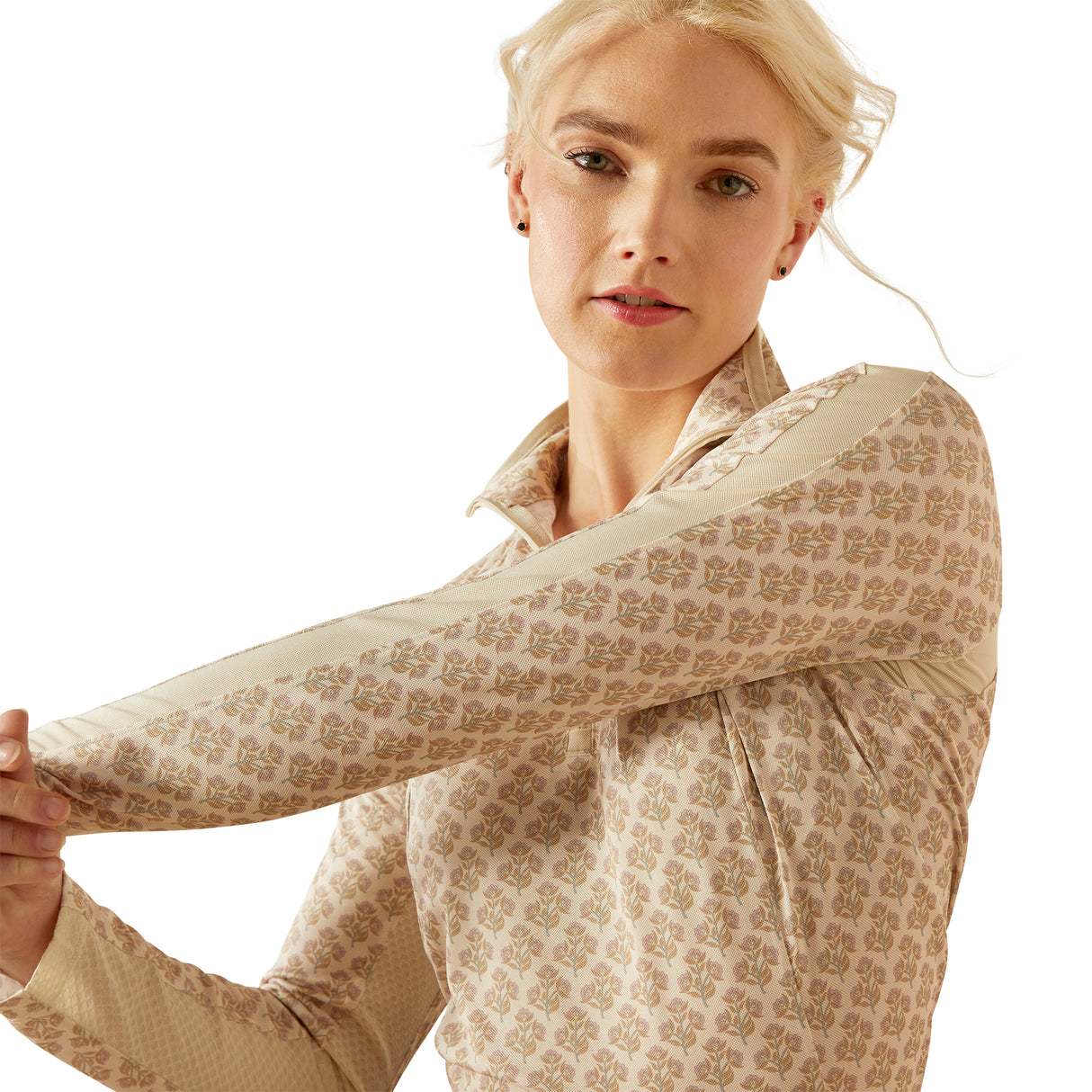 Ariat Women's Sunstopper 3.0 1/4 Zip Baselayer #colour_almond-milk