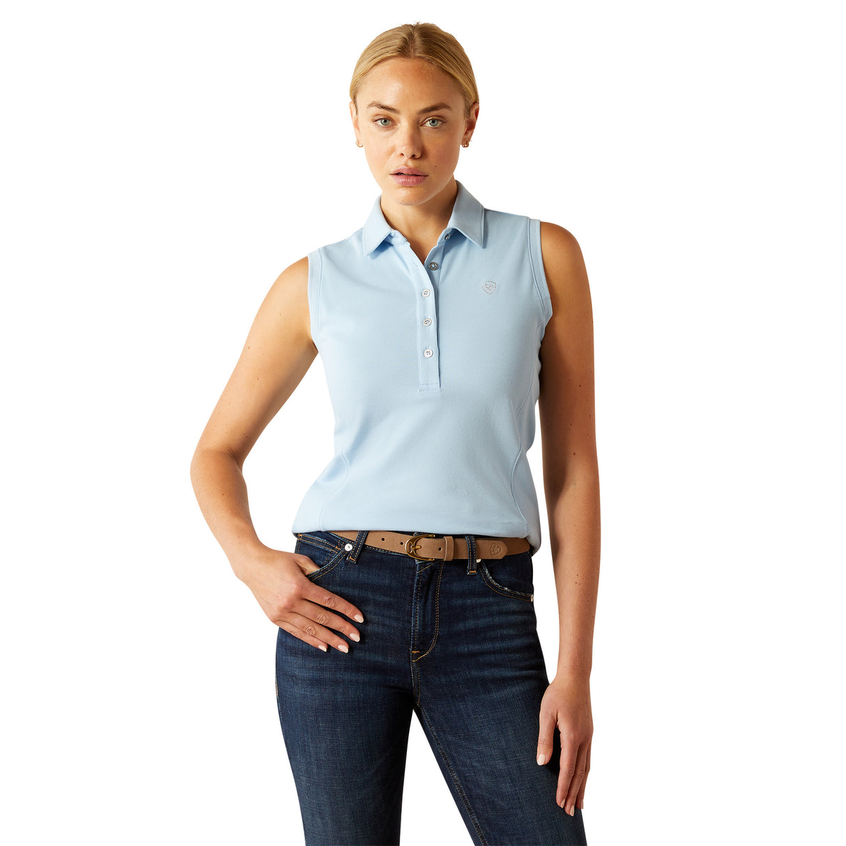 Ariat Women's Prix 3.0 Sleeveless Polo #colour_blue-bell