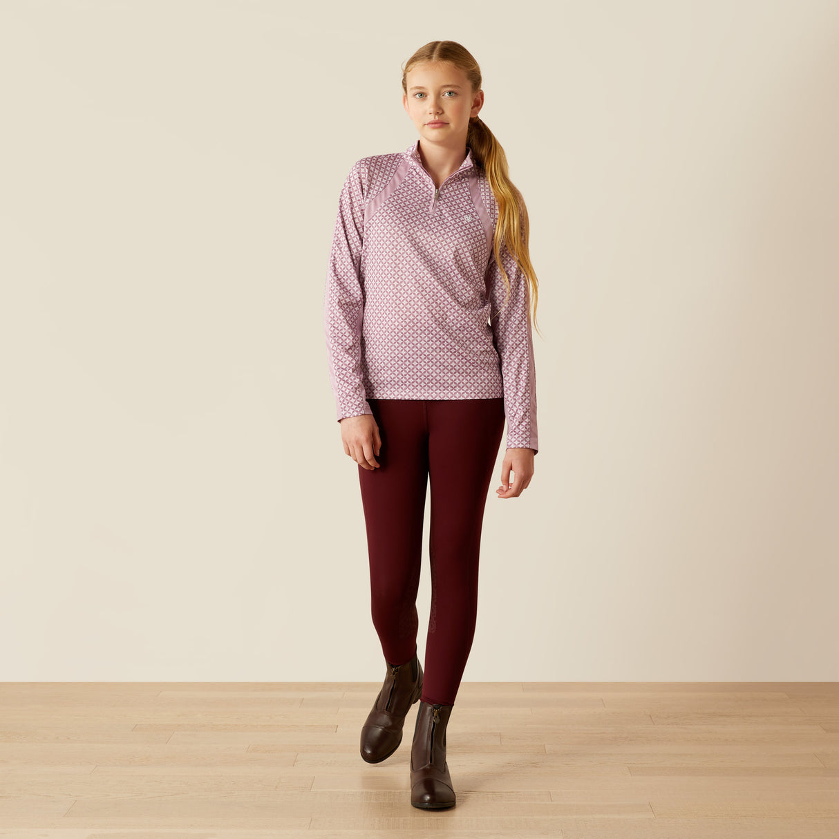 Ariat Youth Sunstopper 3.0 1/4 Zip Baselayer #colour_lavender-mist-tile