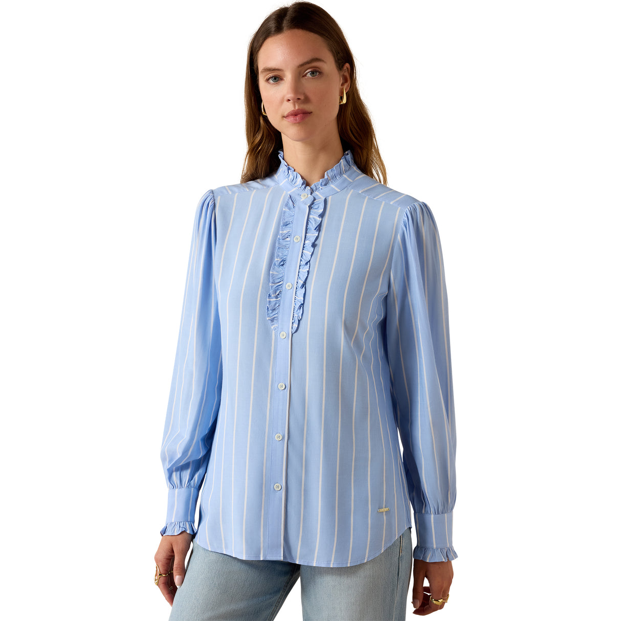 Ariat Women's Cricklade Blouse #colour_pacific-blue-stripe