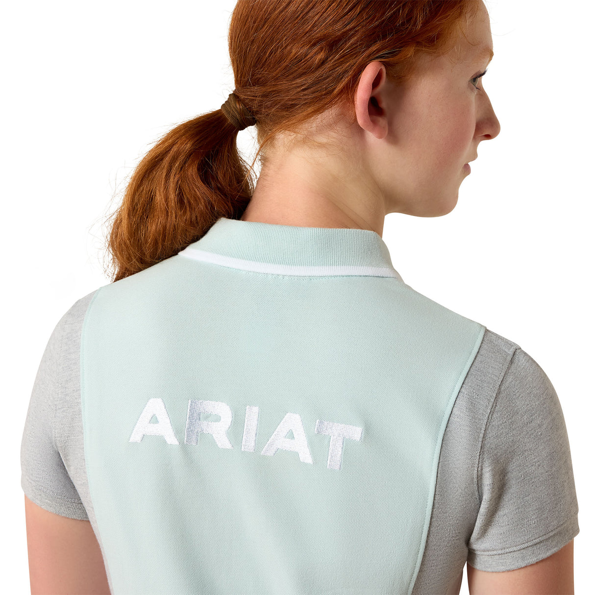 Ariat Youth Taryn Polo Shirt #colour_starlight-blue-heather-grey