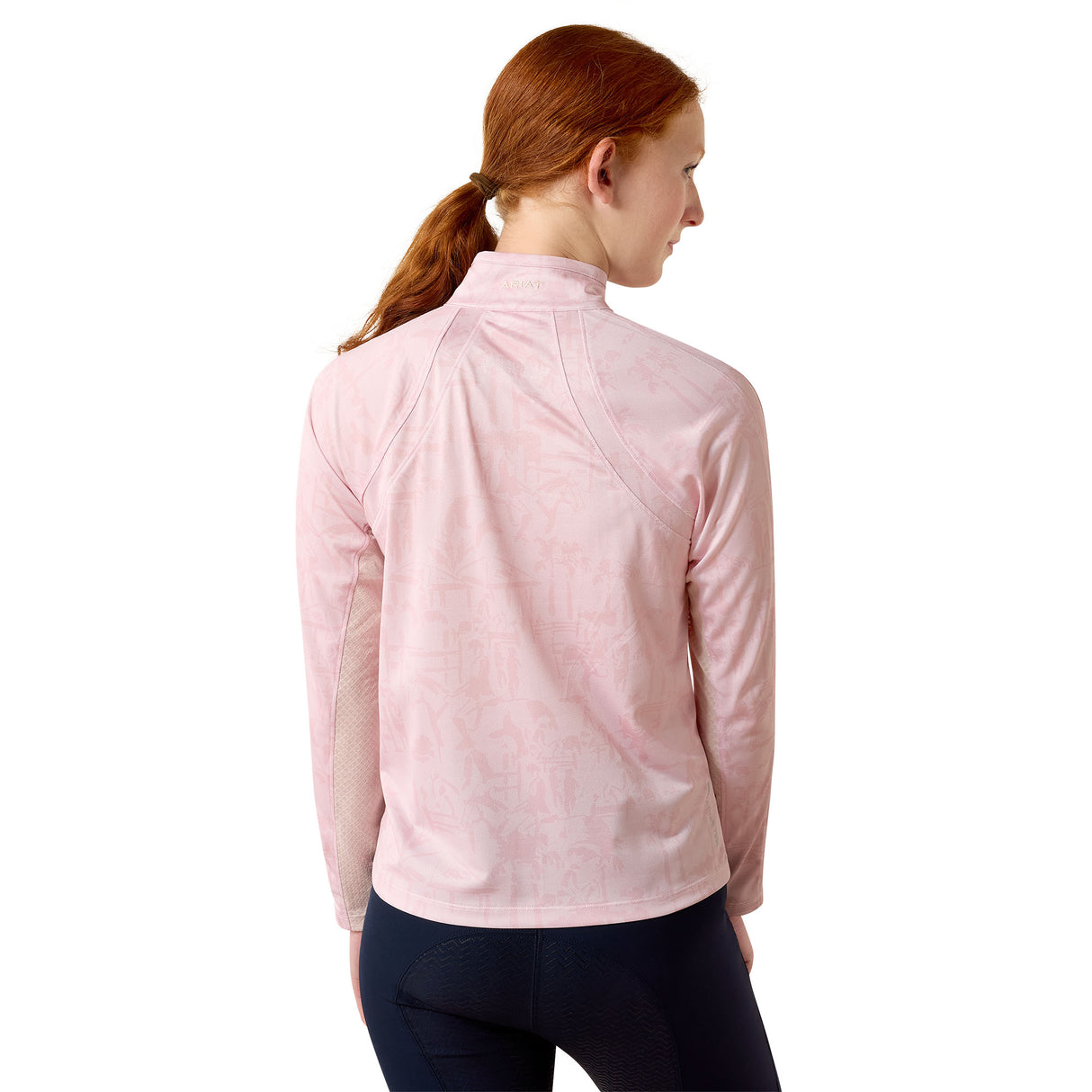 Ariat Youth Sunstopper 3.0 1/4 Zip Baselayer #colour_sepia-horse-park-print