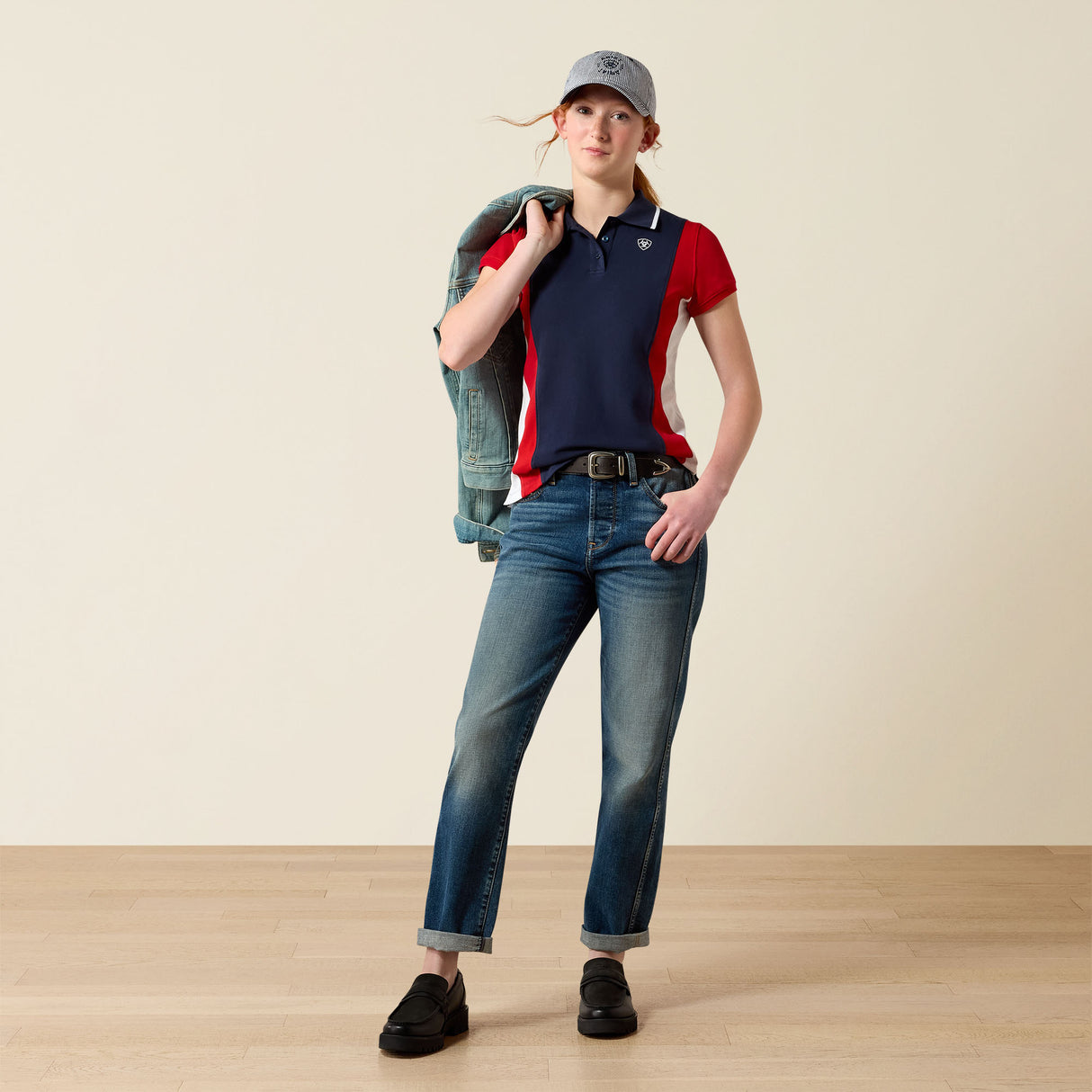 Ariat Youth Taryn Polo Shirt #colour_navy-red