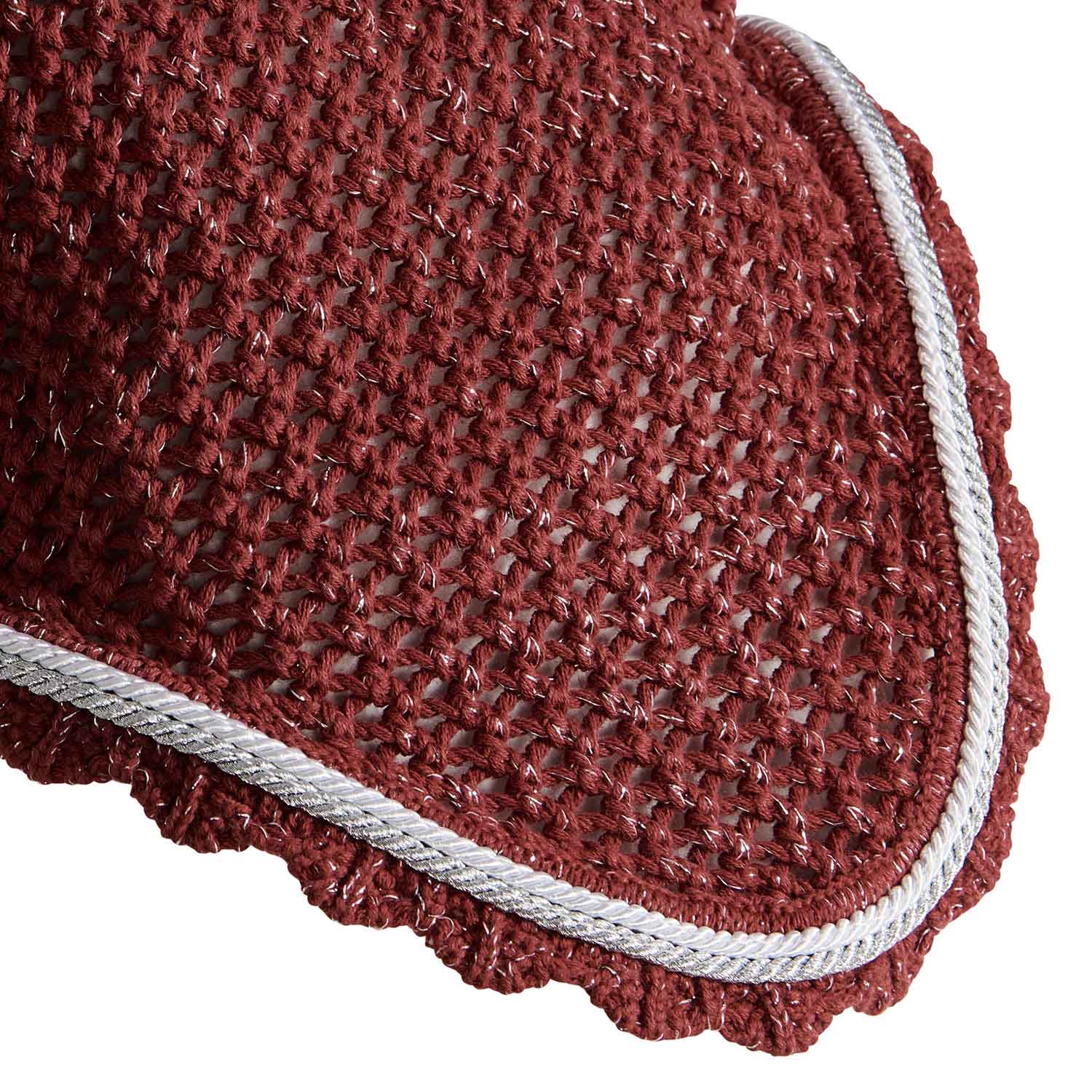Equestro Cotton Fly Veil With Cordura Fabric And Glitter #colour_burgundy