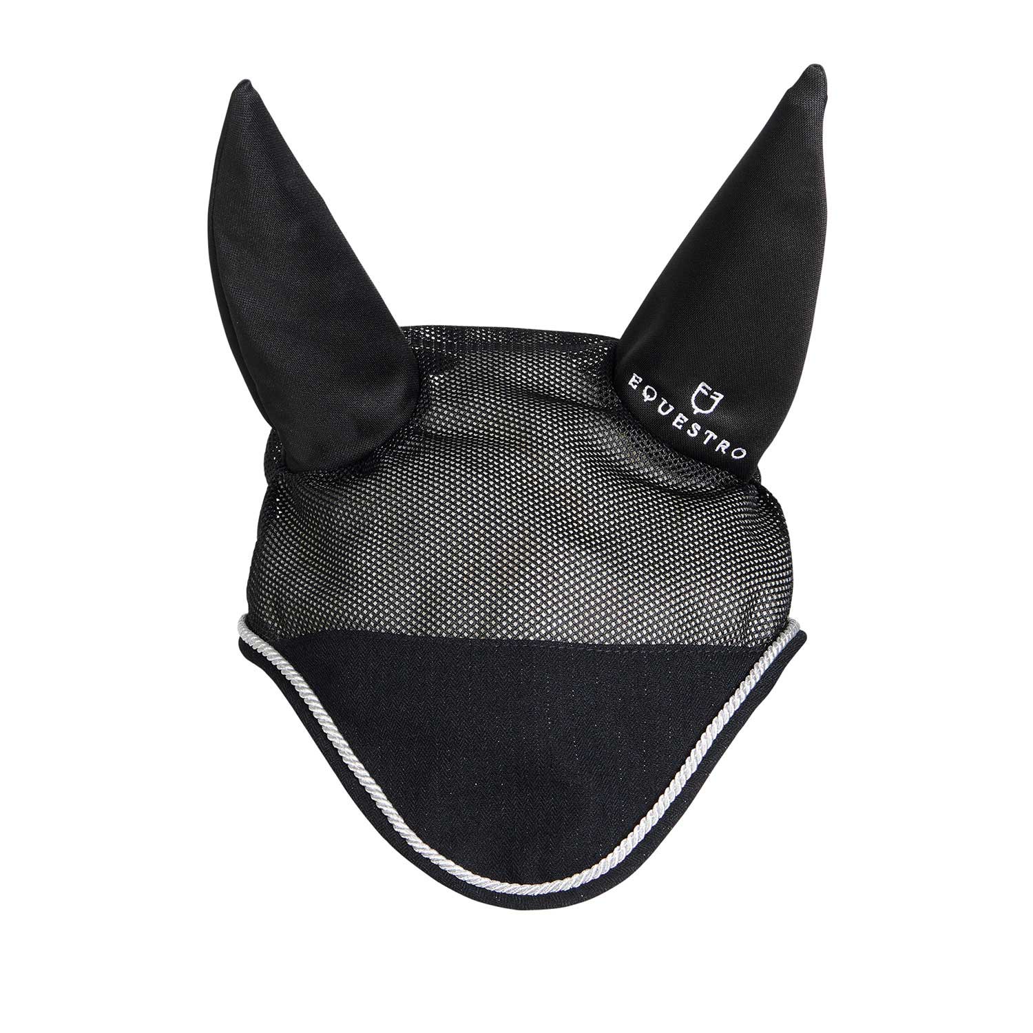 Equestro Cotton Fly Veil And Perforated Mesh Fabric #colour_black