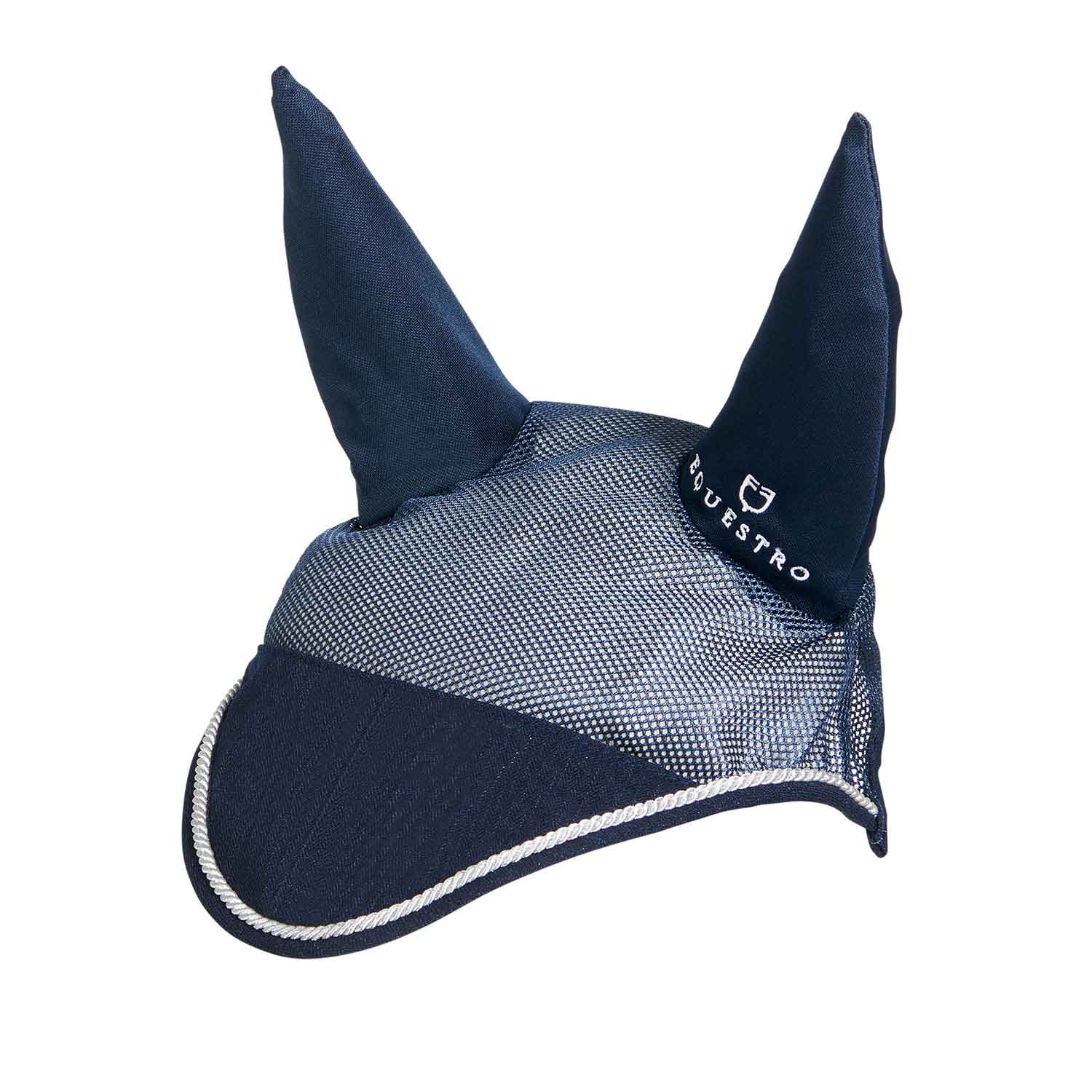 Equestro Cotton Fly Veil And Perforated Mesh Fabric #colour_blue