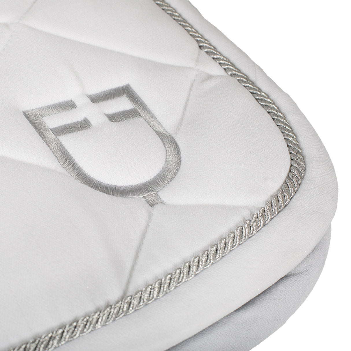 Equestro Jumping Saddle Pad In Cotton With Trimmings With Logo #colour_white
