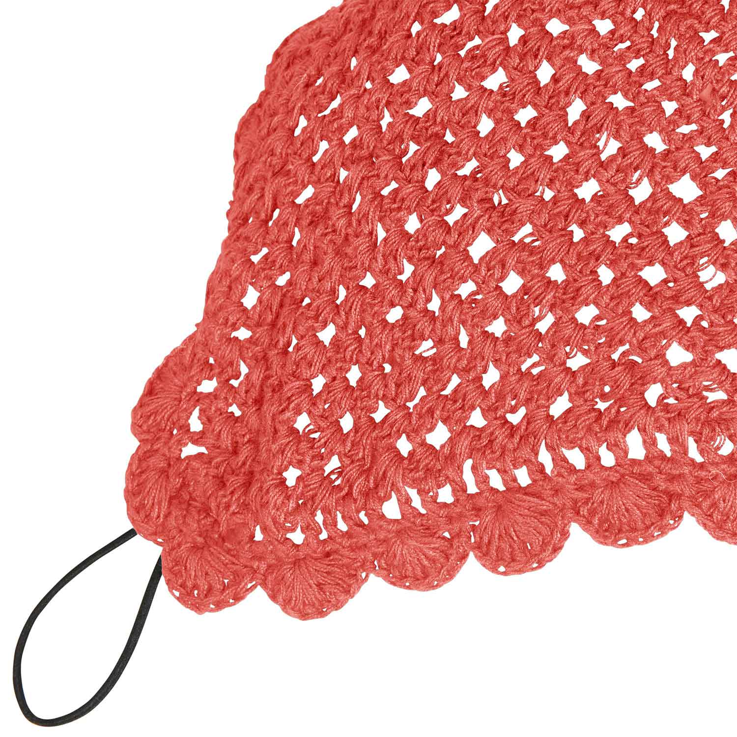 Equestro Knitted Fly Veil With Elastic Front Strap #colour_red