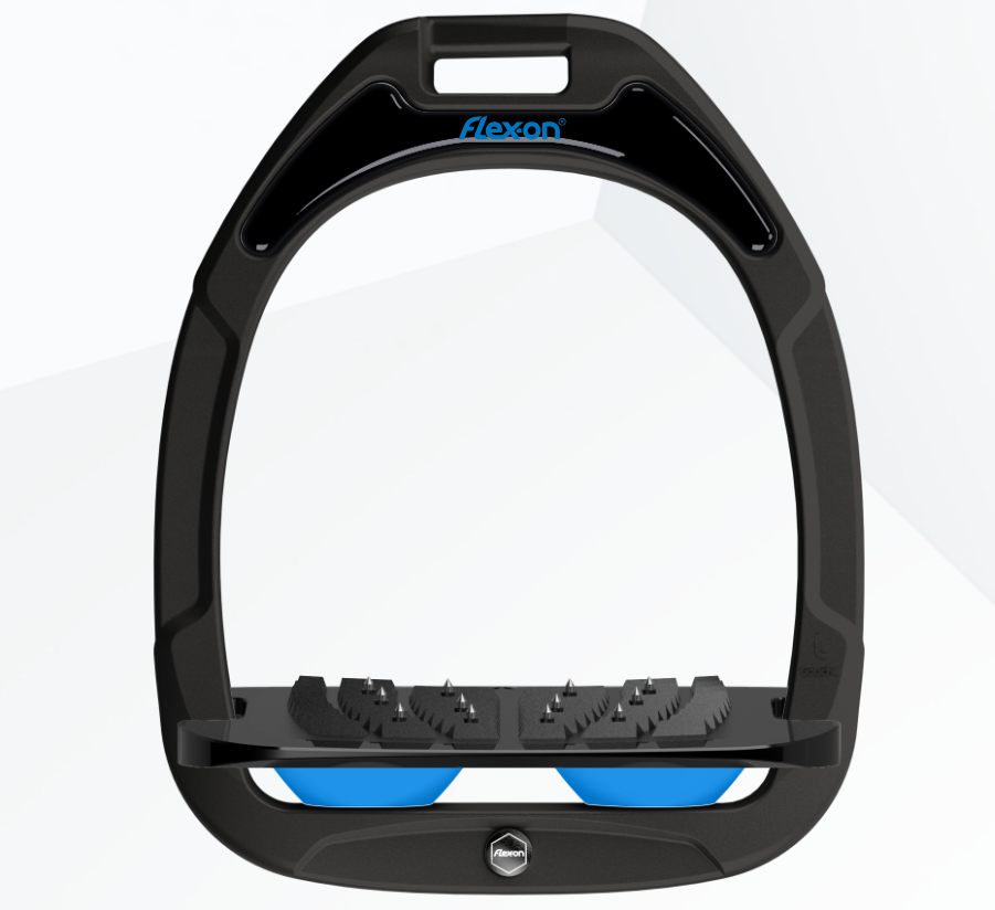 Flex-On Green Composite Inclined Ultra Grip Stirrups - Black/Black/Light Blue