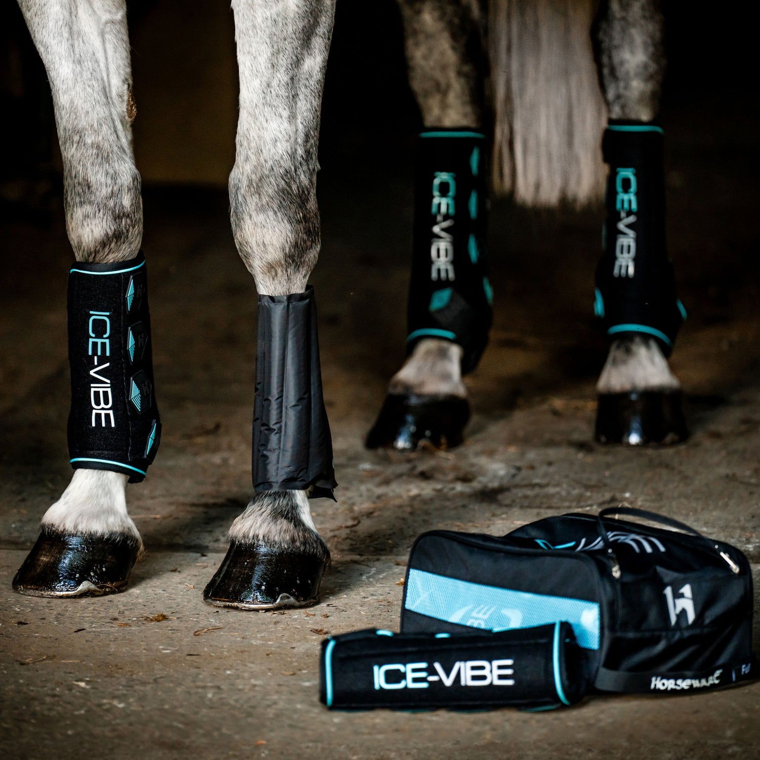 Horseware Ireland Ice-Vibe Leg Wraps #colour_black-aqua
