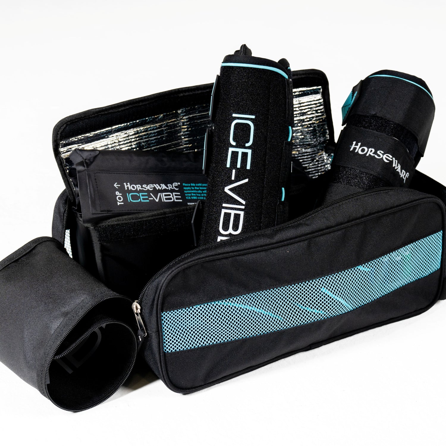 Horseware Ireland Ice-Vibe Leg Wraps #colour_black-aqua
