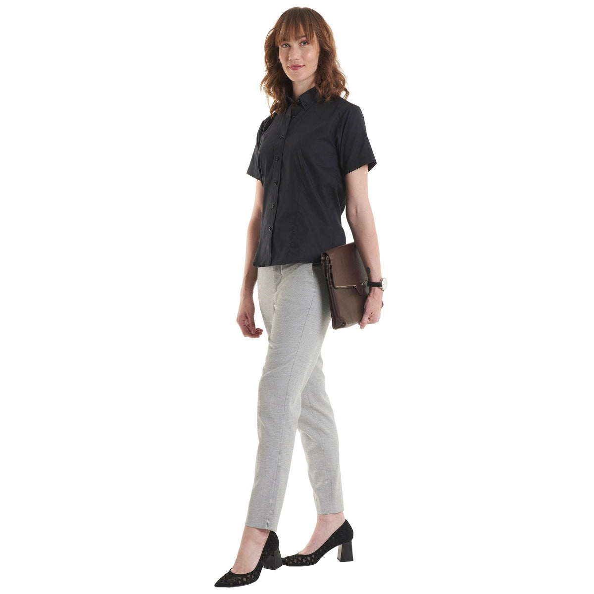 Uneek Ladies Pinpoint Oxford Half Sleeve Shirt