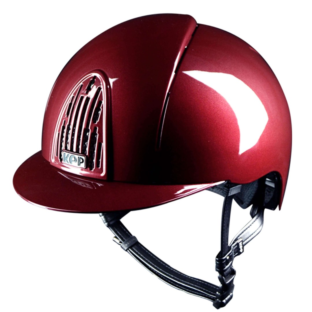 KEP Smart Metal Polished Bordeaux Riding Hat with Cromo Liner