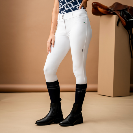 Alessandro Albanese Aria Knee Patch Mid Rise Breech #colour_core-white