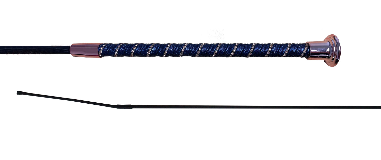 Woof Wear Twisted Dressage Whip #colour_navy-rose-gold