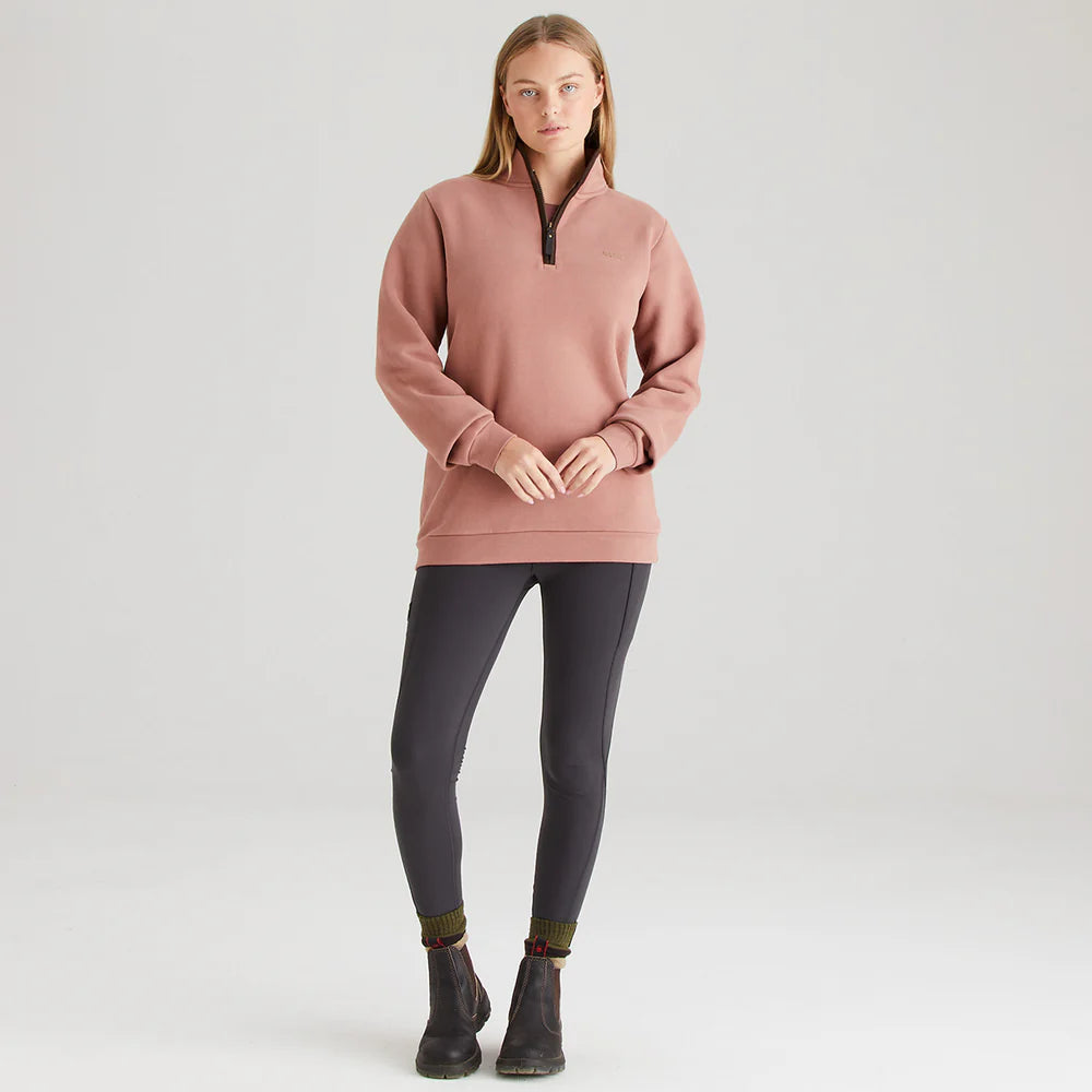 Ridgeline Womens Brancaster 1/4 Zip #colour_dusky-pink