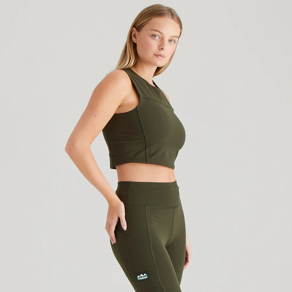 Ridgeline Womens Infinity Crop Top #colour_deep-forest