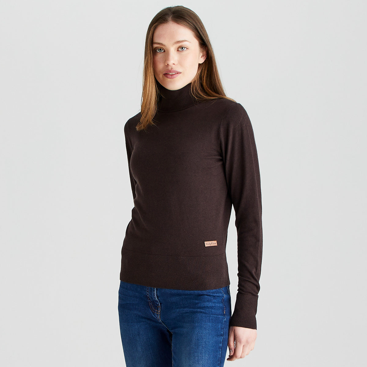 Women's Melford Knit Roll Neck - Deep Bark