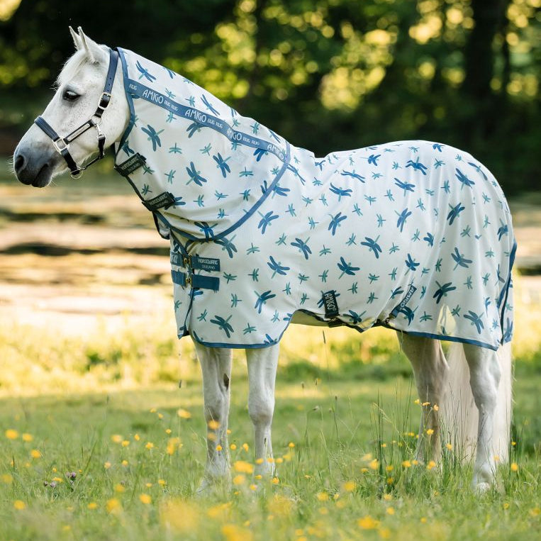 Horseware Ireland Amigo Bug Rug Plus #colour_dragonfly-print-silver-blue-sage