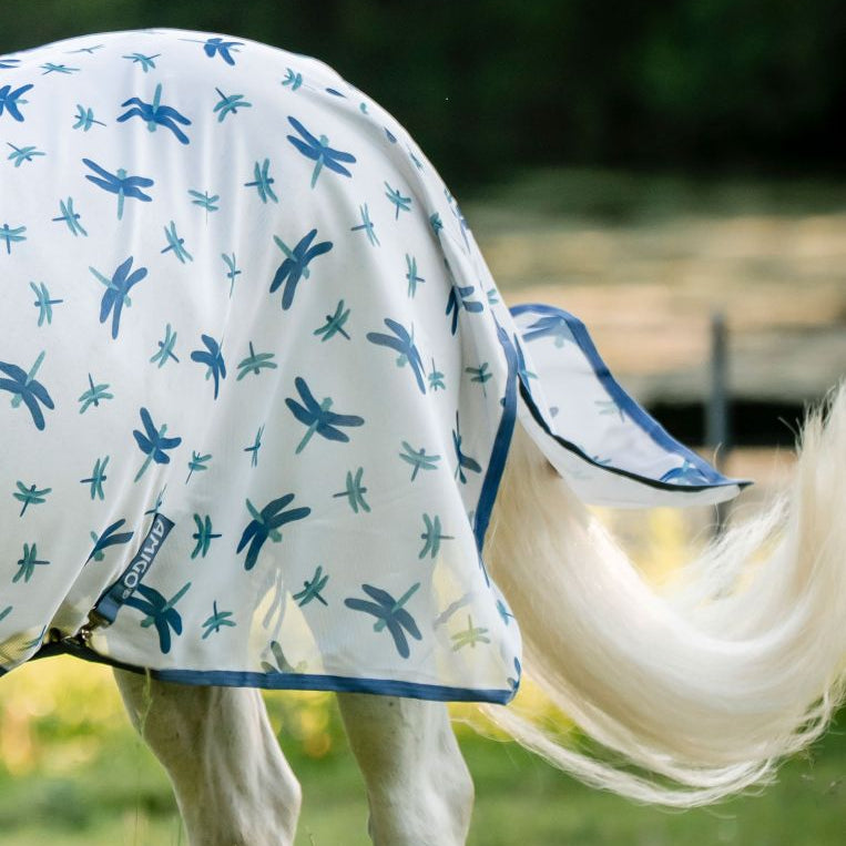 Horseware Ireland Amigo Bug Rug Plus #colour_dragonfly-print-silver-blue-sage