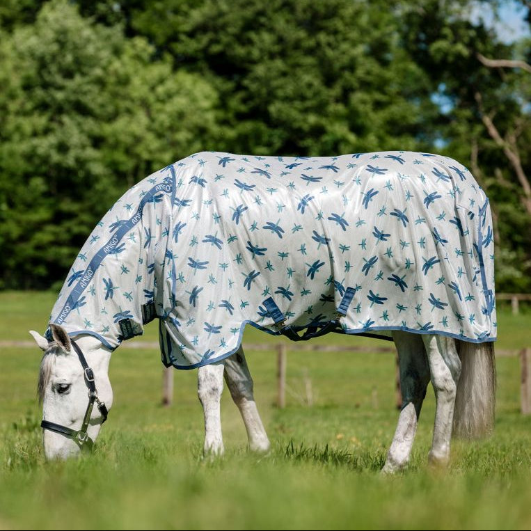Horseware Ireland Amigo Integrated Fly Sheet #colour_dragonfly-print-silver-blue-sage
