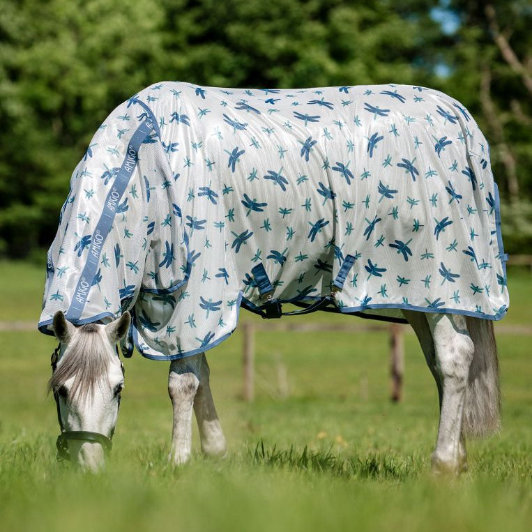 Horseware Ireland Amigo Integrated Fly Sheet #colour_dragonfly-print-silver-blue-sage