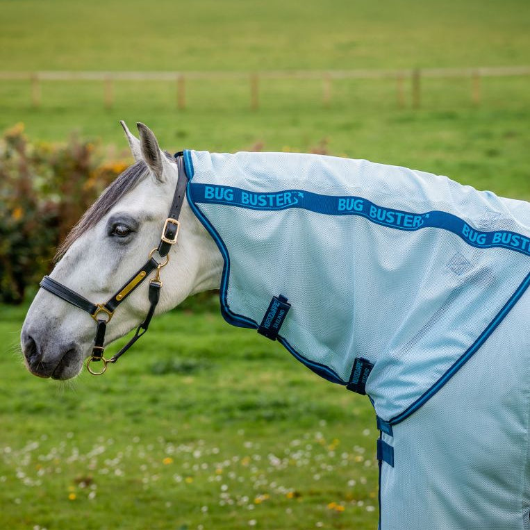 Horseware Ireland Amigo Bug Buster Hood #colour_azure-blue/-navy-electric-blue