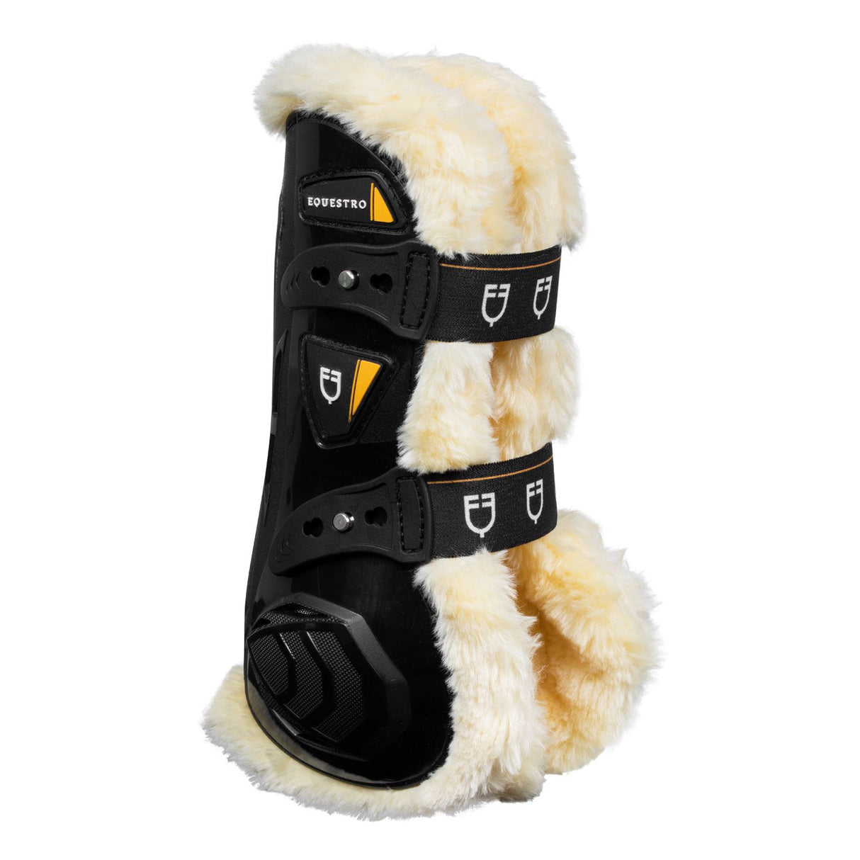 Equestro Synthetic Sheepskin Quick Release Tendon Boots #colour_black