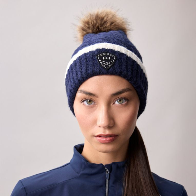 Alessandro Albanese Monogram Pom Beanie #colour_core-navy