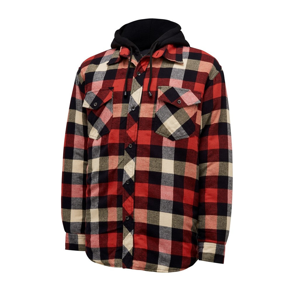 Hard Yakka Quilted Flannel Shacket #colour_red
