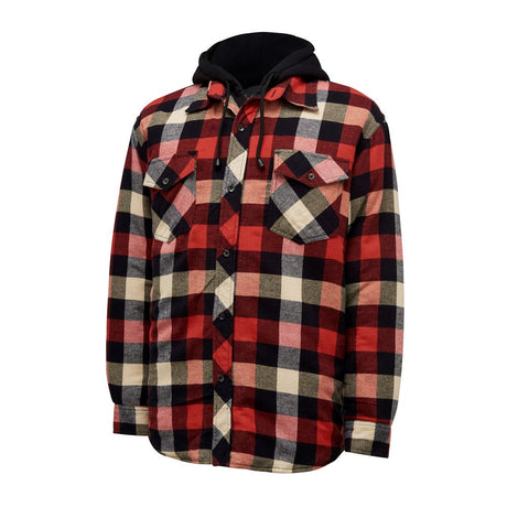 Hard Yakka Quilted Flannel Shacket #colour_red