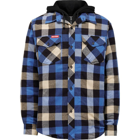 Hard Yakka Quilted Flannel Shacket #colour_blue
