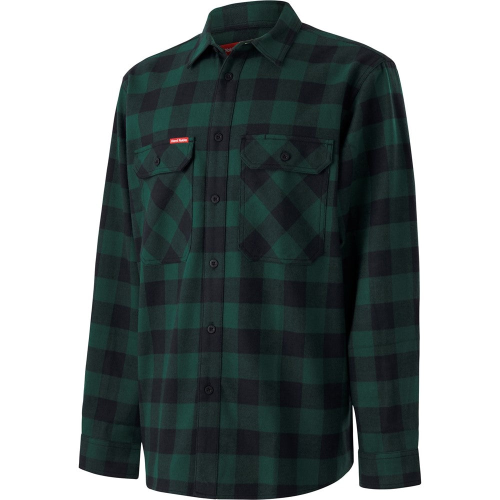 Hard Yakka Long Sleeve Check Flannel Shirt #colour_green