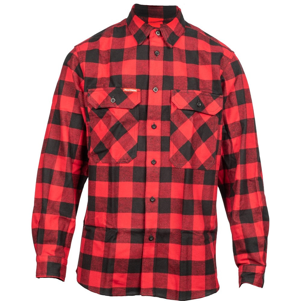 Hard Yakka Long Sleeve Check Flannel Shirt #colour_red