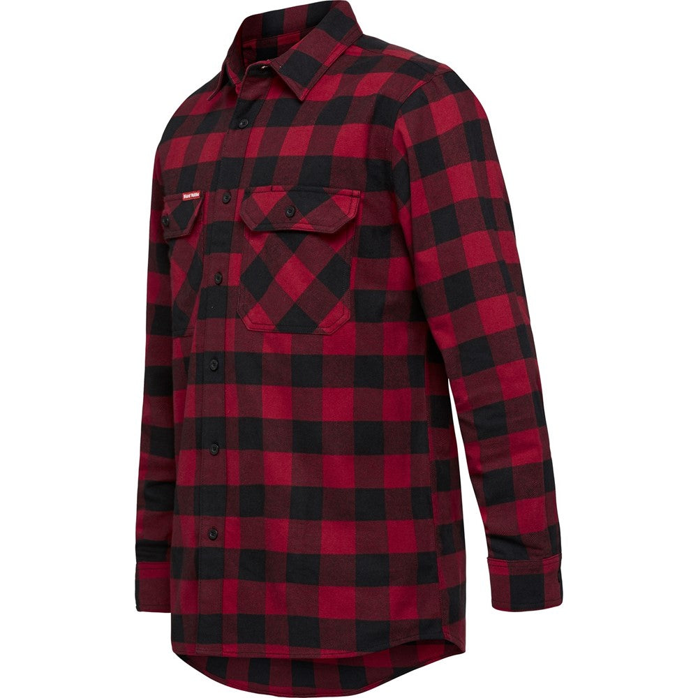 Hard Yakka Long Sleeve Check Flannel Shirt #colour_red