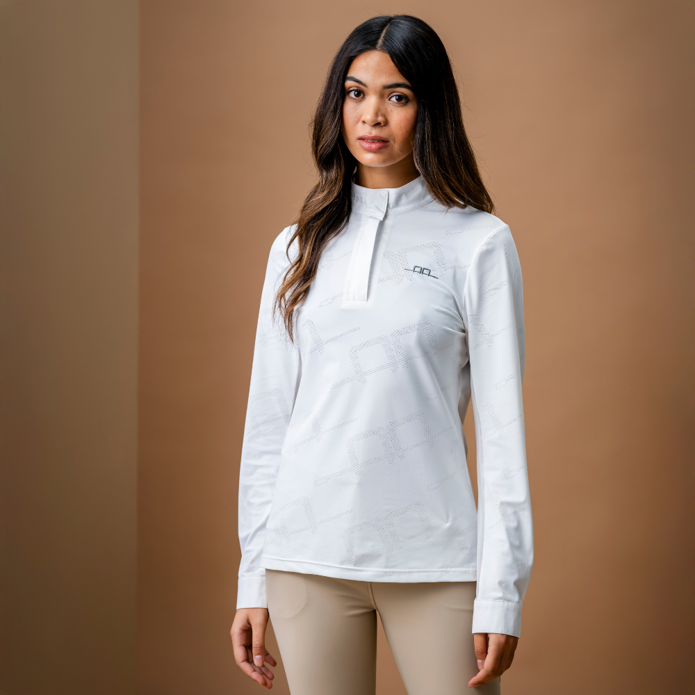 Chemise Manches Longues Alessandro Albanese Rose – Femme XS – Concours Cheval