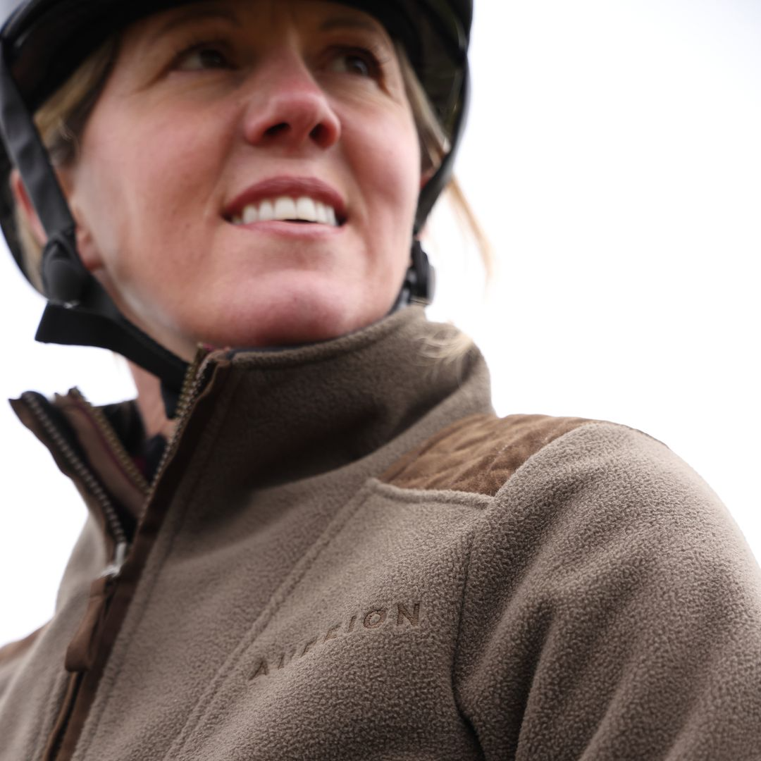 Shires Aubrion Heritage Unisex Quarter Zip Fleece #colour-dark-olive