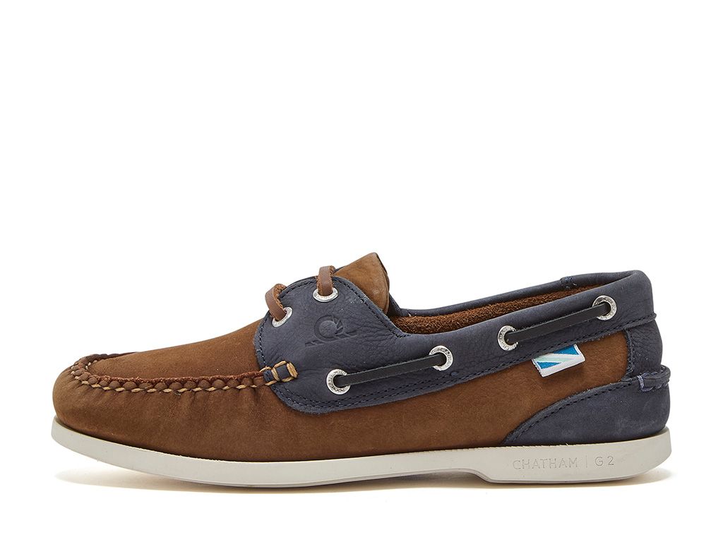Chatham Bermuda Lady II G2 Leather Boat Shoes #colour_brown-navy