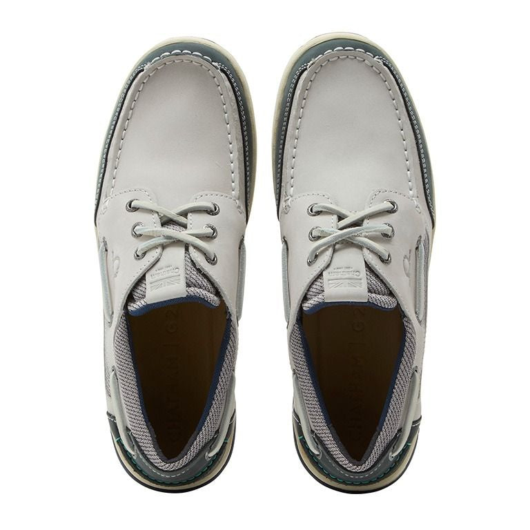 Chatham Buton G2 Premium Leather Deck Shoes #colour_off-white-navy