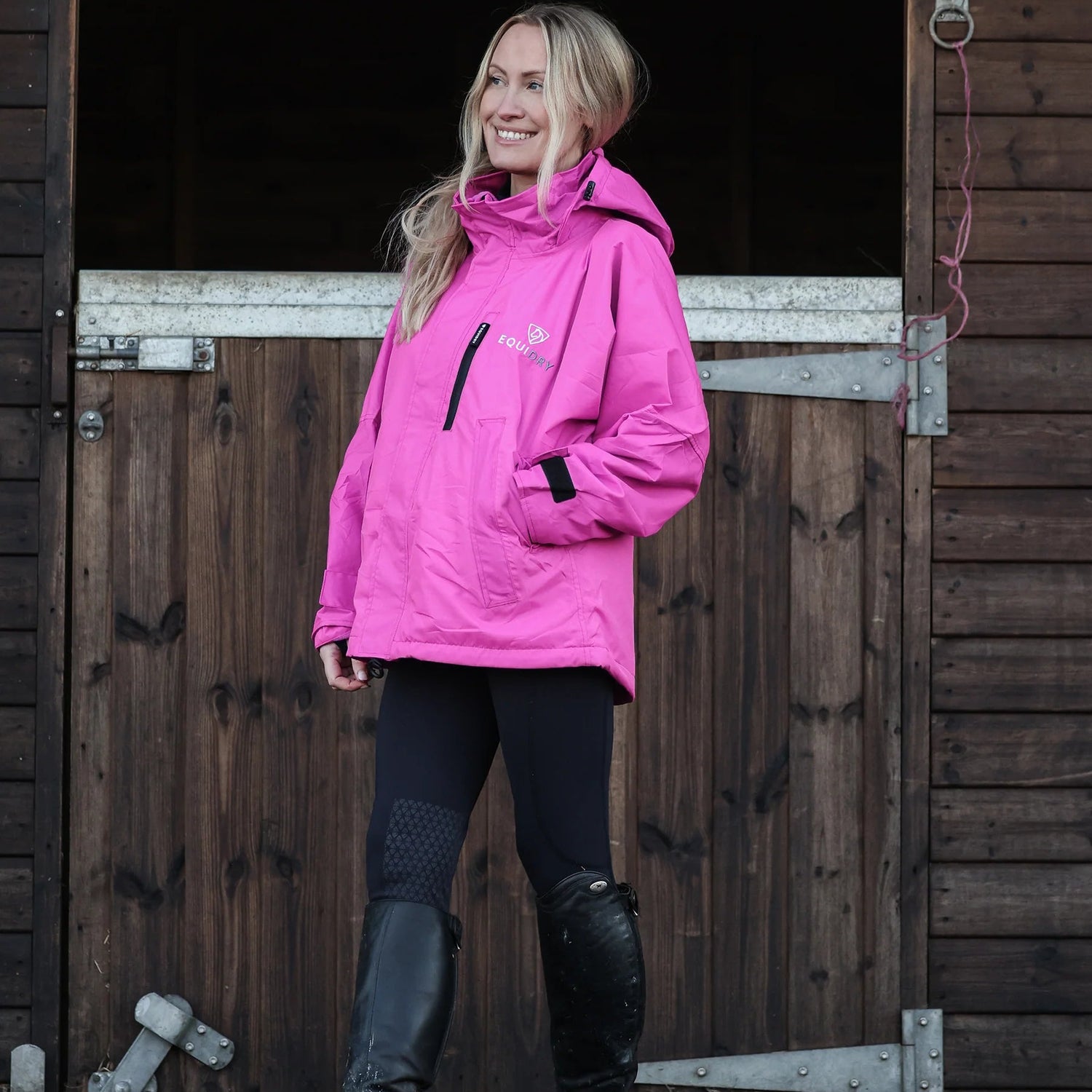 EQUIDRY Women's Thin Fleece Shortie #colour_fuchsia-pink