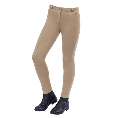 Dublin Supa-Fit Zip Up Knee Patch Ladies Jodhpurs #colour_beige