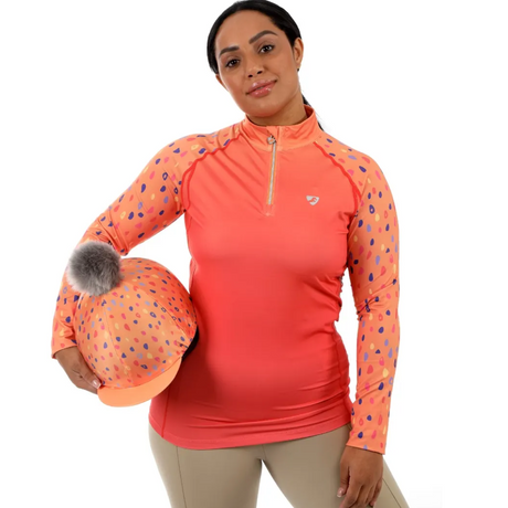 Shires Aubrion Hyde Park Ladies Cross Country Shirt #colour_orange-spot