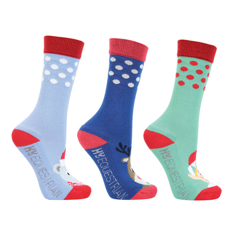 Hy Equestrian Children's Novelty Printed Socks #colour_navy-blue-green