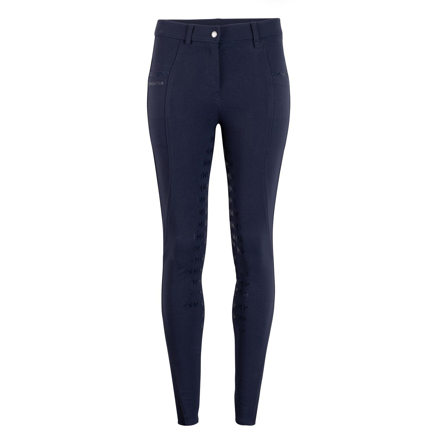 Pantalon d'équitation ajustable aux genoux Montar Junior Crystal Yati bleu marine