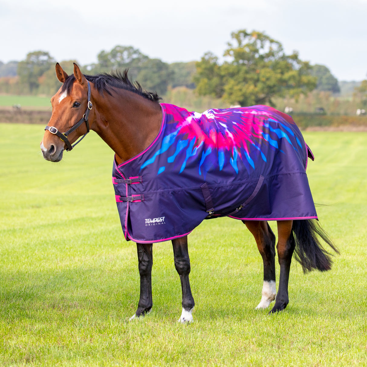 Shires Tempest Original 200g Turnout Rug #colour_pink-tie-dye