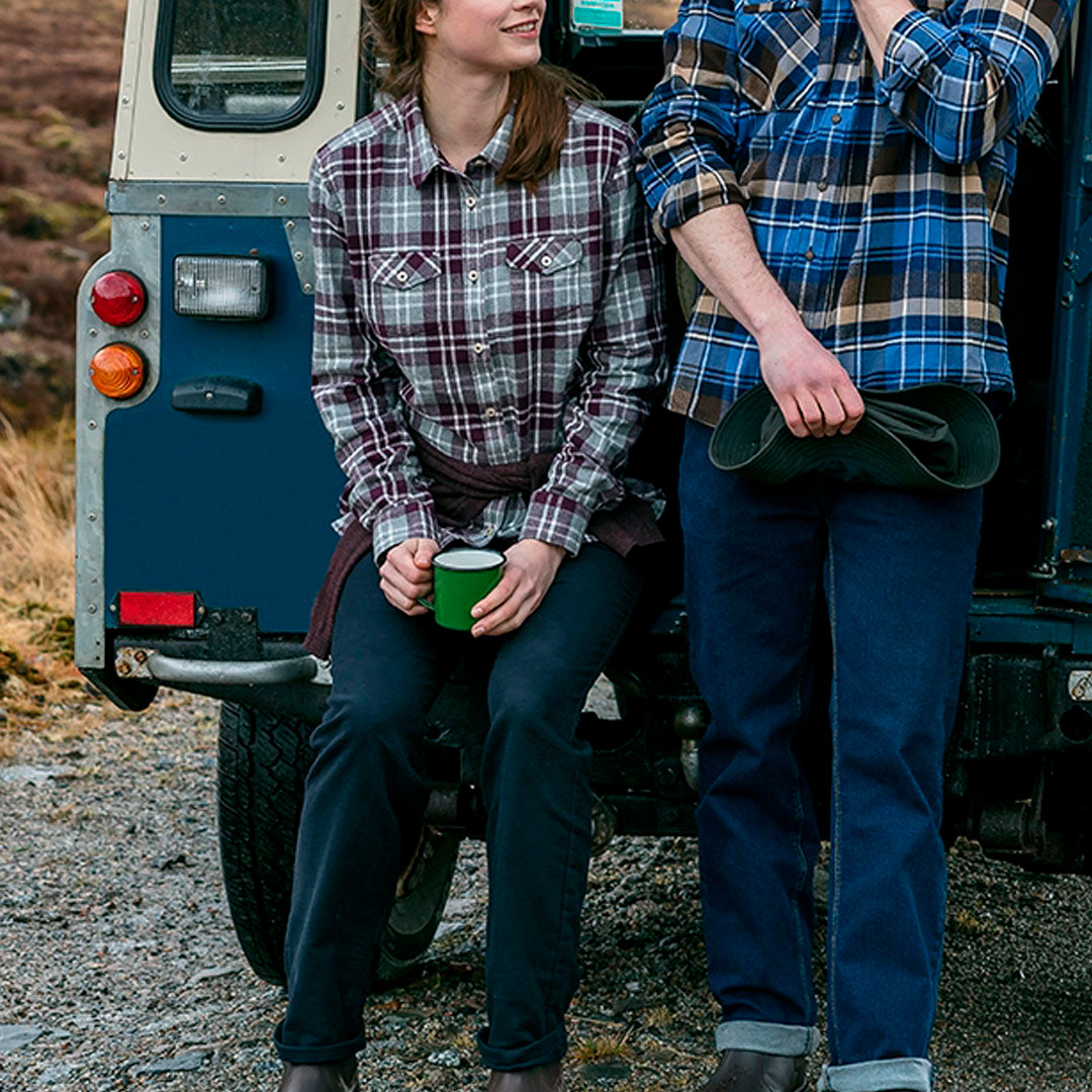 Hoggs of Fife Eilidh Ladies Flannel Shirt #colour_marled-merlot