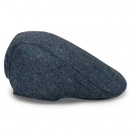 Hoggs of Fife Herringbone Waterproof Tweed Cap #colour_navy