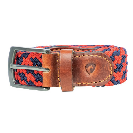 Hy Equestrian Woven Elastic Belt #colour_navy-burgundy