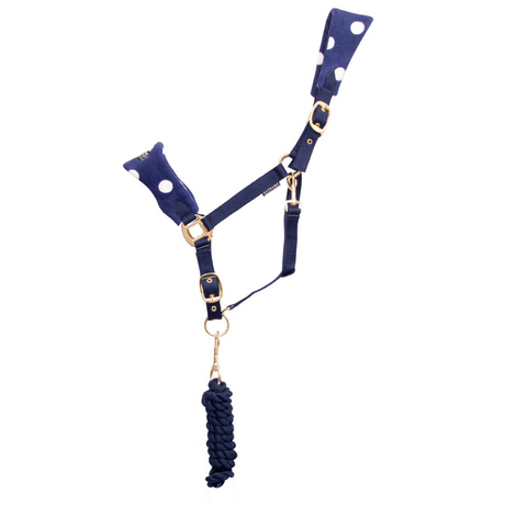 Supreme Products Dotty Fleece Head Collar & Lead Rope #colour_noble-navy